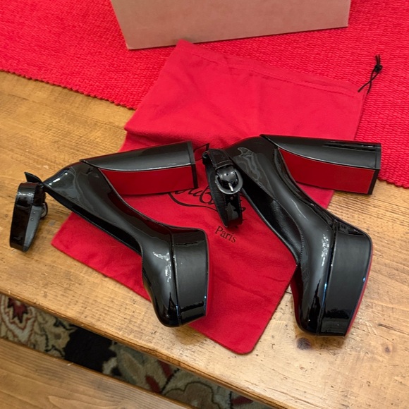 Christian Louboutin Movida 49/ US10 Sabina 130 Black Patent Platform Pump - Picture 5 of 11